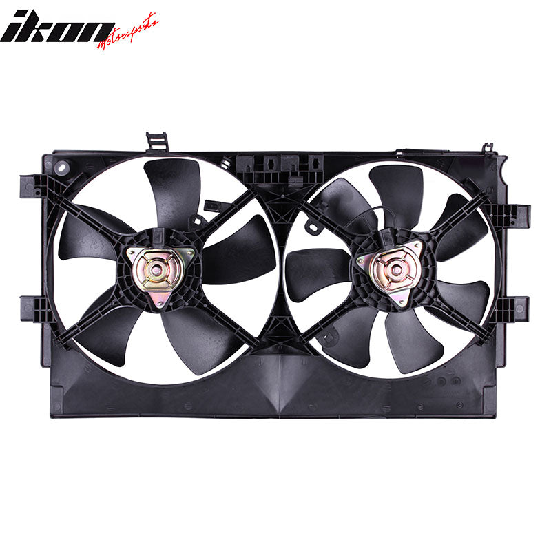 IKON MOTORSPORTS Radiator Cooling Fan Assembly Replacement for 2008-2017 Mitsubishi Lancer 2.0L 2.4L, 1355A131 MI3115139 Automotive Dual Engine Fans, Black