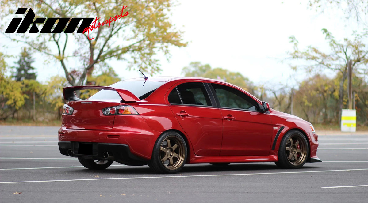 IKON MOTORSPORTS, Trunk Spoiler Compatible with 2008-2017 Mitsubishi Lancer & EVO Sedan 4-Door, Japan Style Unpainted Gray ABS Plastic Rear Trunk Lid Spoiler Wing Lip