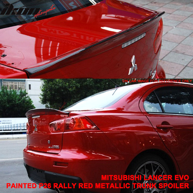 Fits 08-17 Mitsubishi Lancer Sedan RS Style Rear Trunk Spoiler Painted #P26 Red