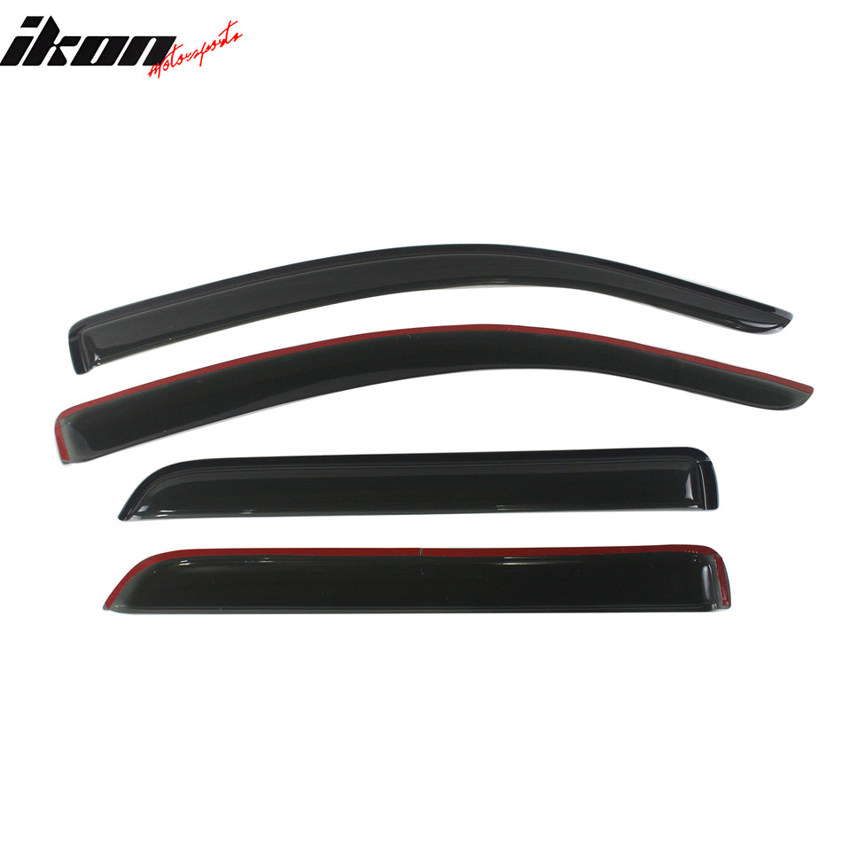 Window Visors Compatible With 2008-2022 Toyota Sequoia, Dark Smoke Car Rain Sun Window Shade Guard Visor by IKON MOTORSPORTS, 2009 2010 2011 2012 2013 2014 2015 2016 2017