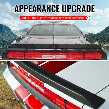 Fits 2008-2023 Dodge Challenger 2DR SRT Style Gloss Black Rear Trunk Spoiler ABS