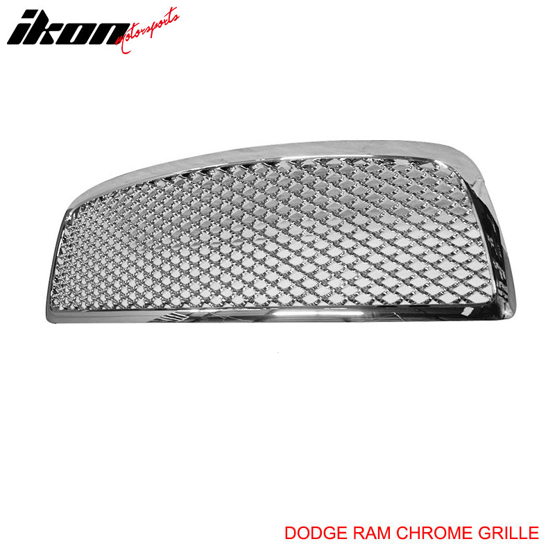 Grille Compatible With 2009-2011 Dodge Ram, Z mesh Style ABS Chrome Front Bumper Hood Grill by IKON MOTORSPORTS, 2010