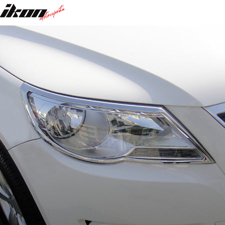 IKON MOTORSPORTS, Head Light Bezel Compatible with 2009-2011 Volkswagen Tiguan, Chrome ABS Front Head Lights Lamps Exterior Cover Frames Accessories Pair