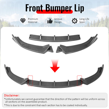 Fits 09-12 Mazda MX-5 Miata Carbon Fiber Print Front Bumper Lip IKON Style 3PCS