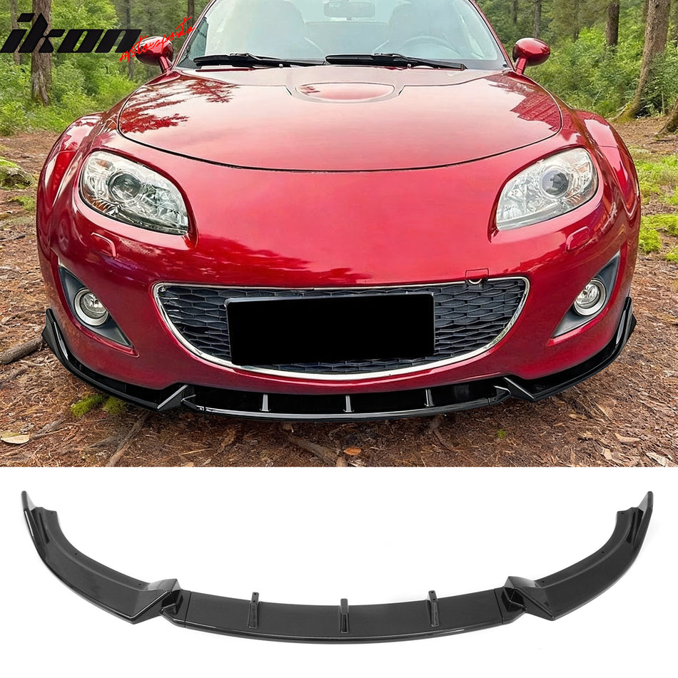 2009-2012 Mazda MX-5 Miata Gloss Black Front Bumper Lip IKON Style Spoiler 3PCS