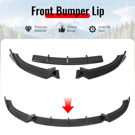 Fits 09-12 Mazda MX-5 Miata Gloss Black Front Bumper Lip IKON Style Spoiler 3PCS