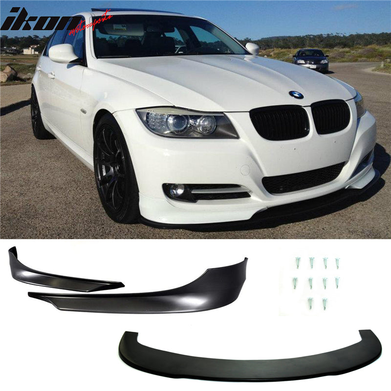 Fits 09-12 BMW E90 328I 335 2 Piece Front Bumper Lip PP + Splitter PU