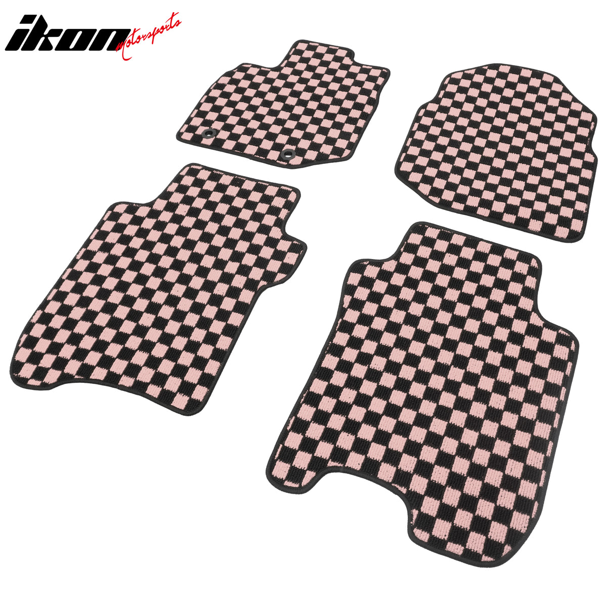 Fits 09-13 Honda Fit Car Anti-slip Floor Mats Checkered Carpets Black Pink Plaid