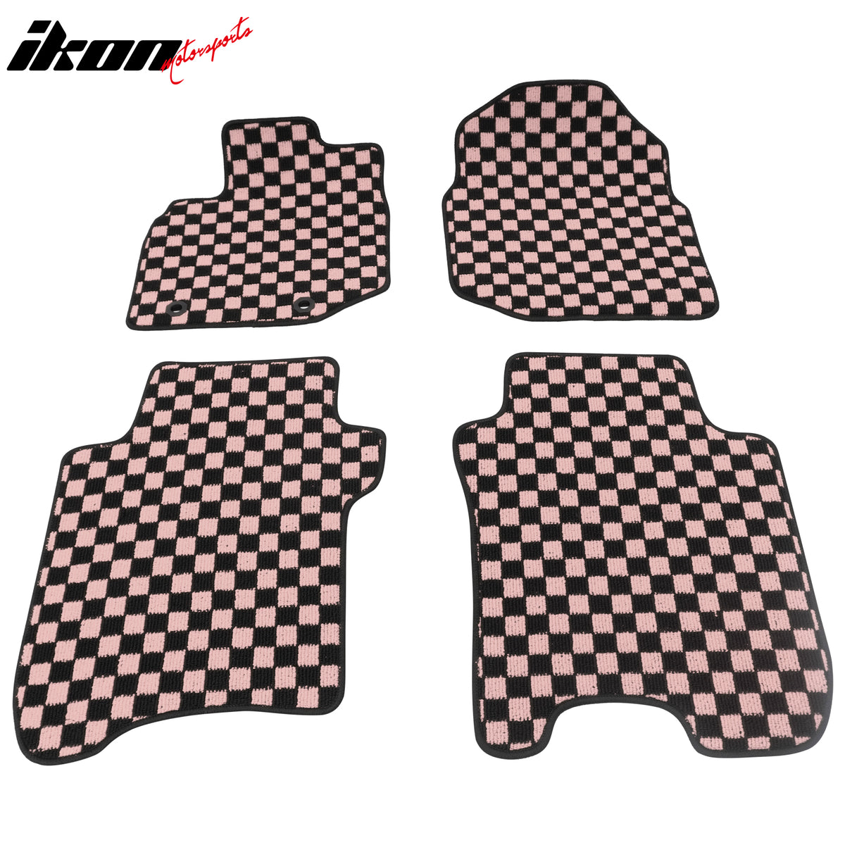 Fits 09-13 Honda Fit Car Anti-slip Floor Mats Checkered Carpets Black Pink Plaid