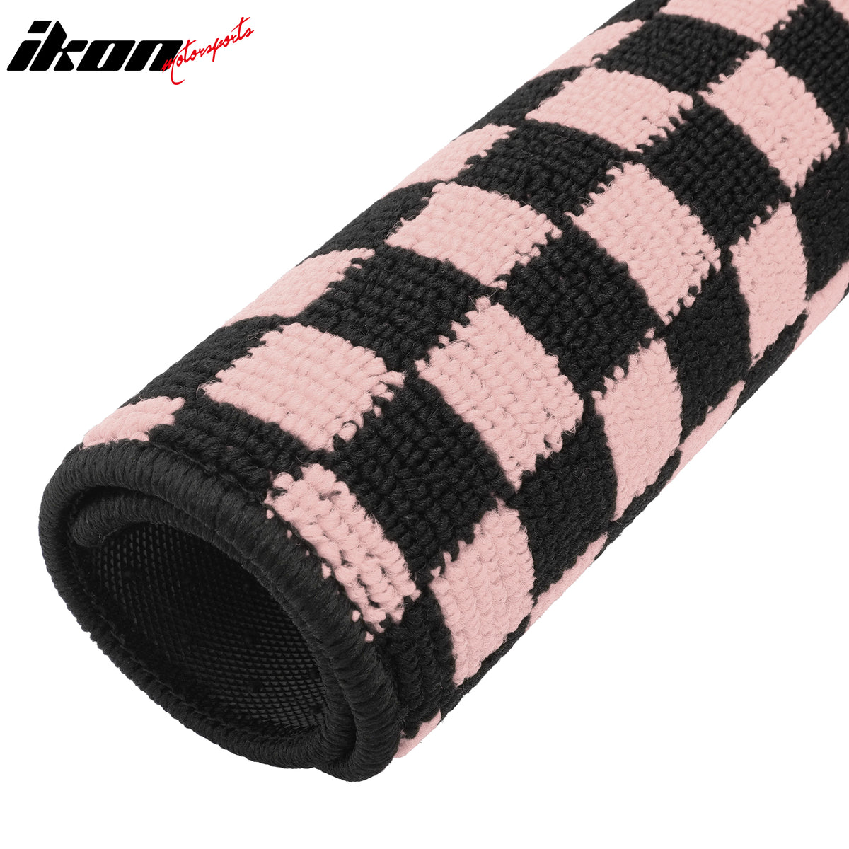Fits 09-13 Honda Fit Car Anti-slip Floor Mats Checkered Carpets Black Pink Plaid