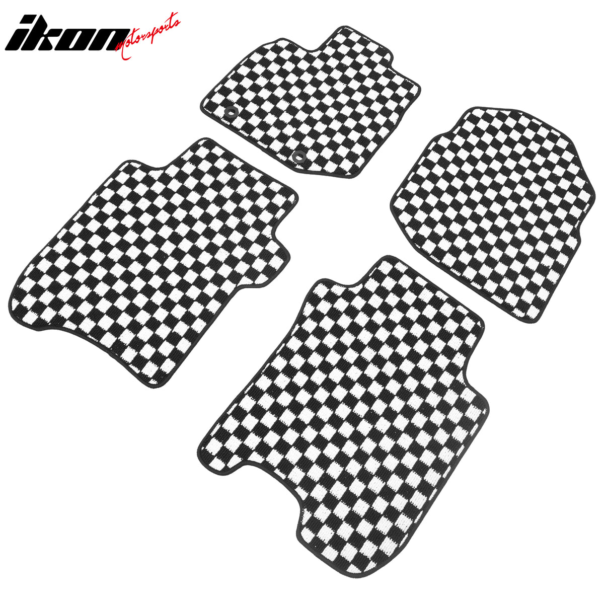 Fits 09-13 Honda Fit Anti-slip Floor Mats Checkered Carpets Black White Plaid