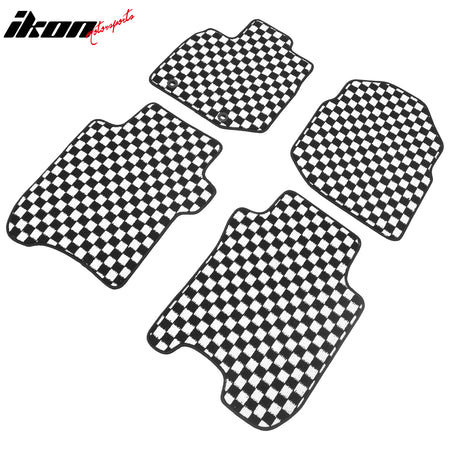 Fits 09-13 Honda Fit Anti-slip Floor Mats Checkered Carpets Black White Plaid