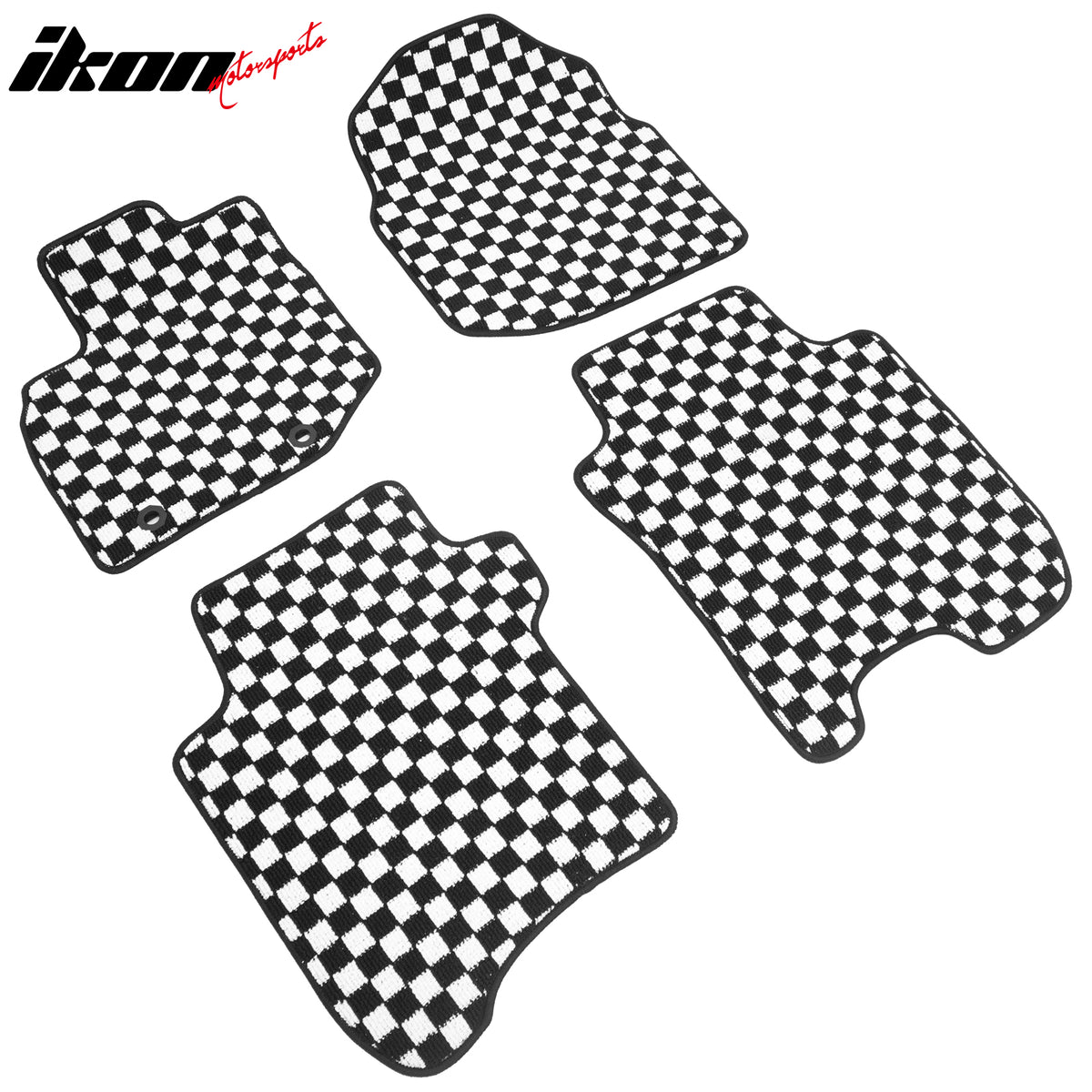 Fits 09-13 Honda Fit Anti-slip Floor Mats Checkered Carpets Black White Plaid