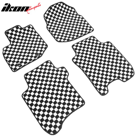 Fits 09-13 Honda Fit Anti-slip Floor Mats Checkered Carpets Black White Plaid