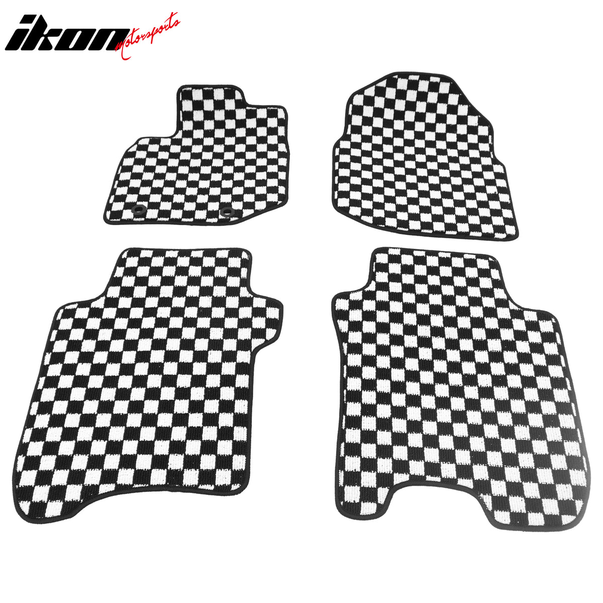 Fits 09-13 Honda Fit Anti-slip Floor Mats Checkered Carpets Black White Plaid