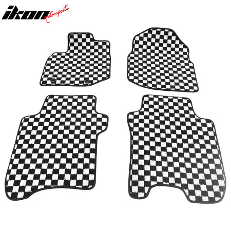 Fits 09-13 Honda Fit Anti-slip Floor Mats Checkered Carpets Black White Plaid