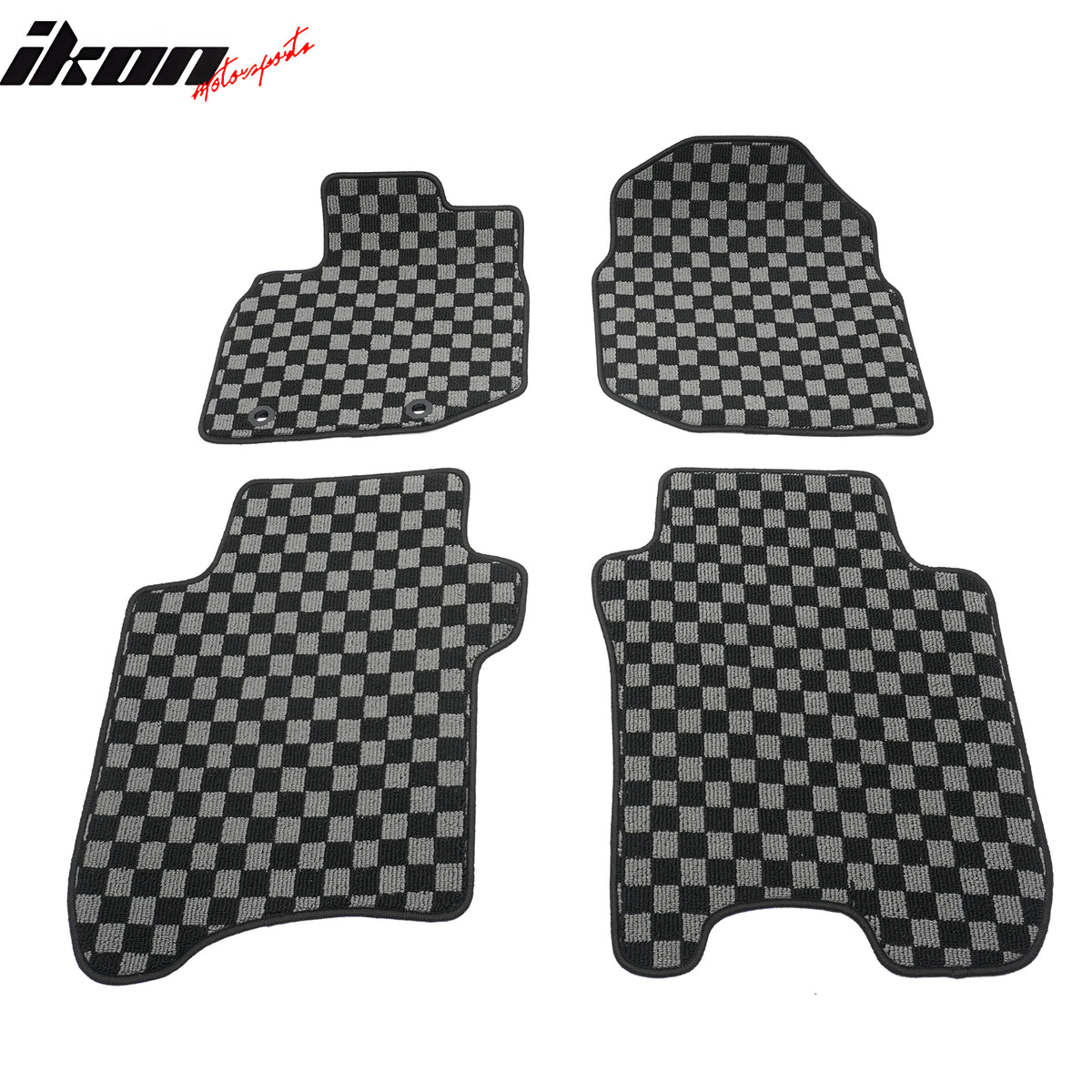 Fits 09-13 Honda Fit GK Floor Mats Non-Slip Carpets Checkered Black Gray Plaid
