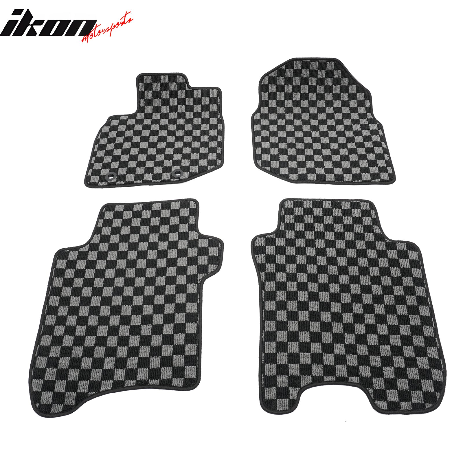 Fits 09-13 Honda Fit GK Floor Mats Non-Slip Carpets Checkered Black Gray Plaid