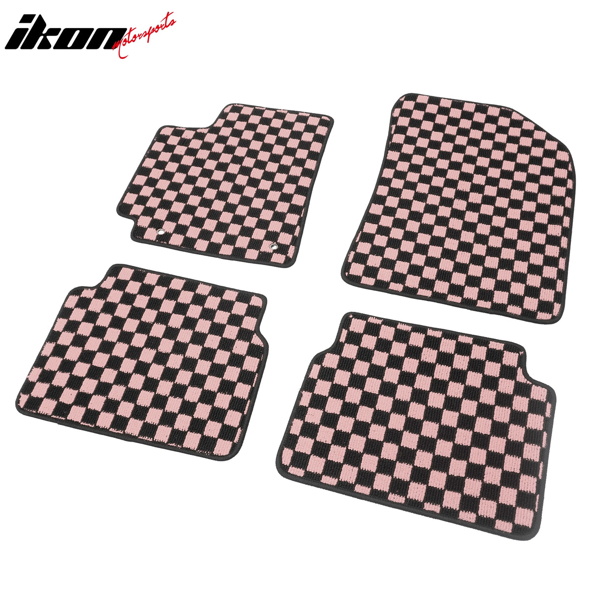 Fits 09-13 Toyota Corolla Anti-slip Floor Mats Checkered Carpet Black Pink Plaid