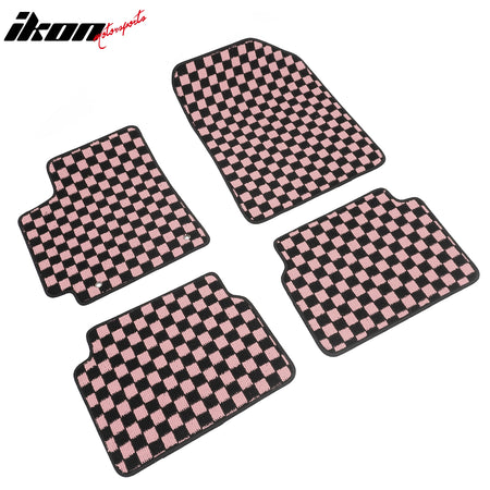 Fits 09-13 Toyota Corolla Anti-slip Floor Mats Checkered Carpet Black Pink Plaid