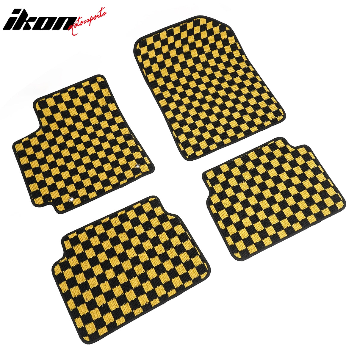Fits 09-13 Toyota Corolla Auto Floor Mats Checkered Carpets Black Yellow Plaid