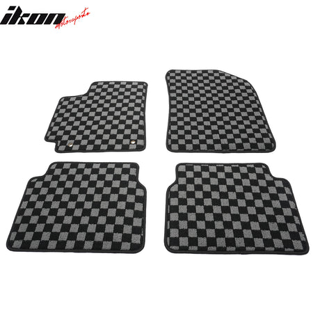 Fits 09-13 Toyota Corolla Floor Mats Non-Slip Carpet Checkered Black Gray Plaid