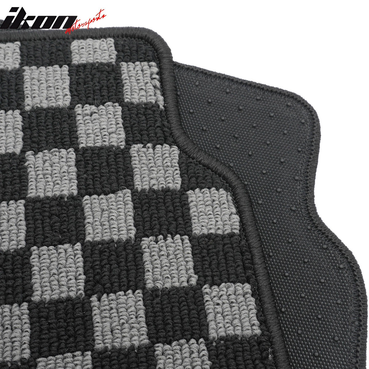 Fits 09-13 Toyota Corolla Floor Mats Non-Slip Carpet Checkered Black Gray Plaid
