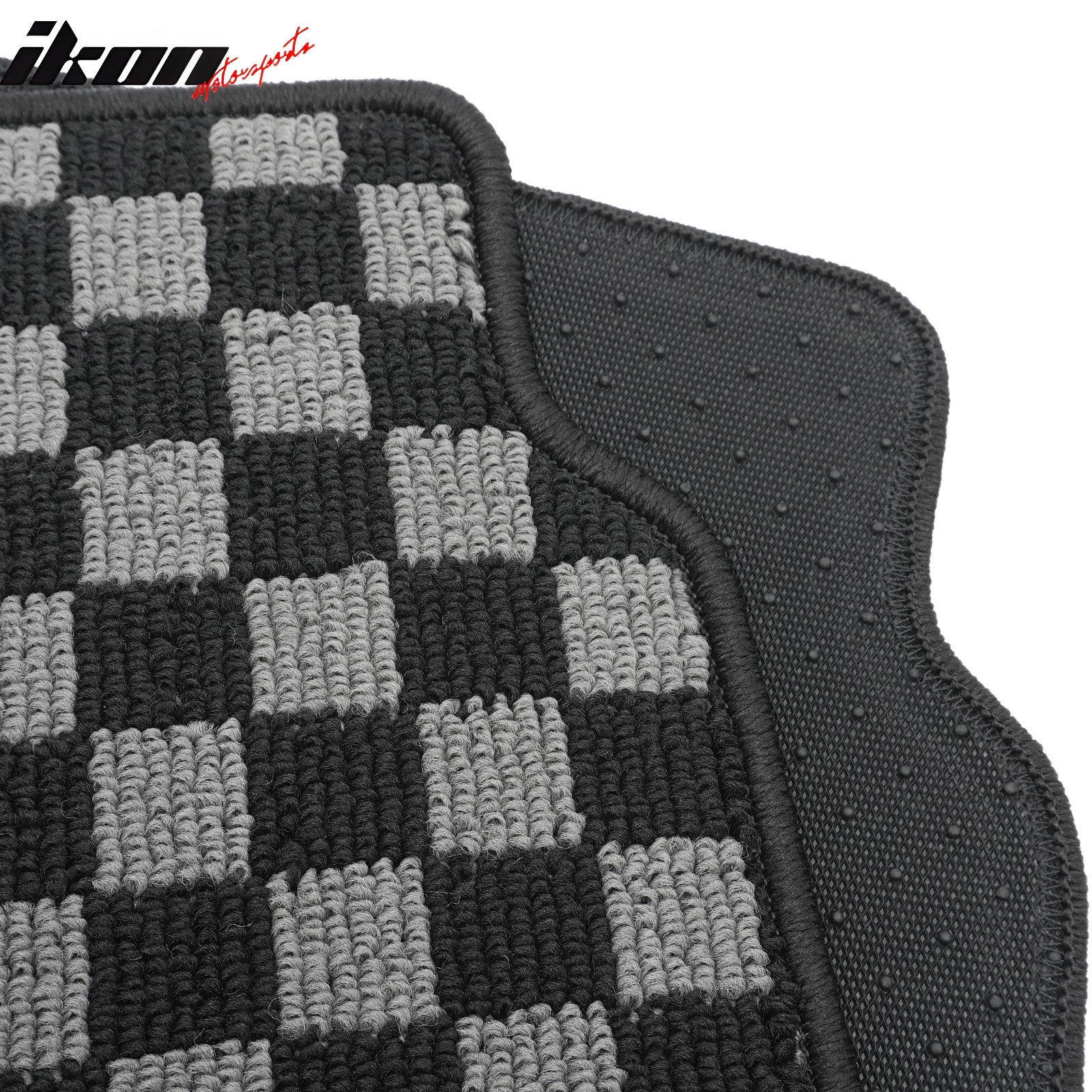 Fits 09-13 Toyota Corolla Floor Mats Non-Slip Carpet Checkered Black Gray Plaid