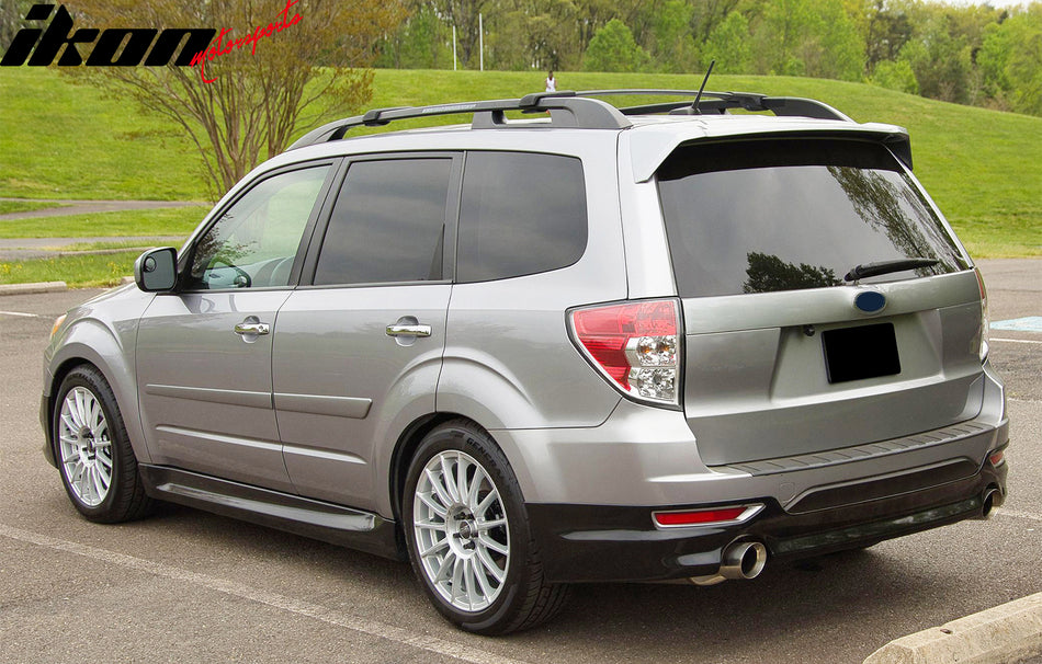 IKON MOTORSPORTS Roof Rack Cross Bars, Compatible with 2009-2023 Subaru Forester, OE Style Aluminum ABS Black Cargo Rooftop Luggage Crossbars Carrier