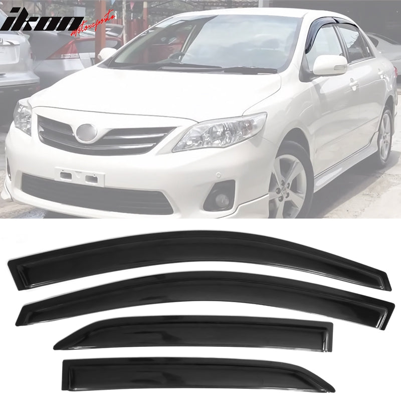 2009-2013 Toyota Corolla Window Visor Slim Style Smoke Tinted Acrylic