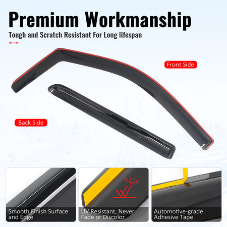 Fits 09-14 Ford F-150 Crew Cab In-Channel Window Visors Rain Guards Deflectors