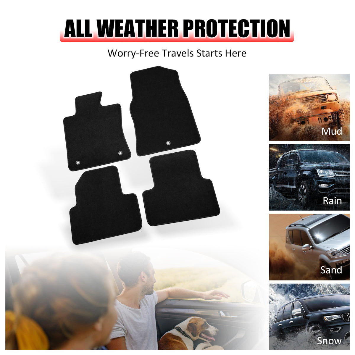Fits 09-14 Acura TL 4PCS Front Rear Left Right Floor Mats Carpets Nylon Black