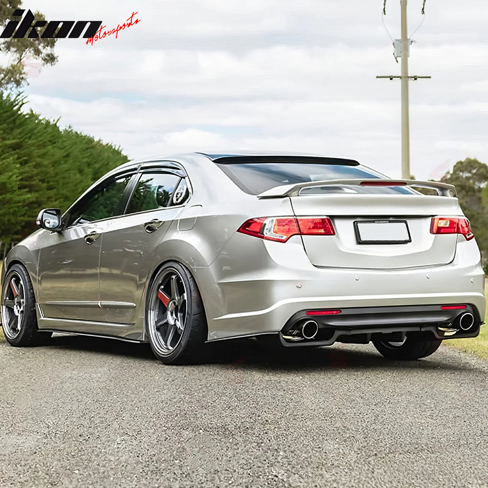 IKON MOTORSPORTS, Rear Window Roof Spoiler Compatible with 2009-2014 Acura TSX Sedan, Gloss Black ABS Top Roofline Windshield Visor Spoiler Wing
