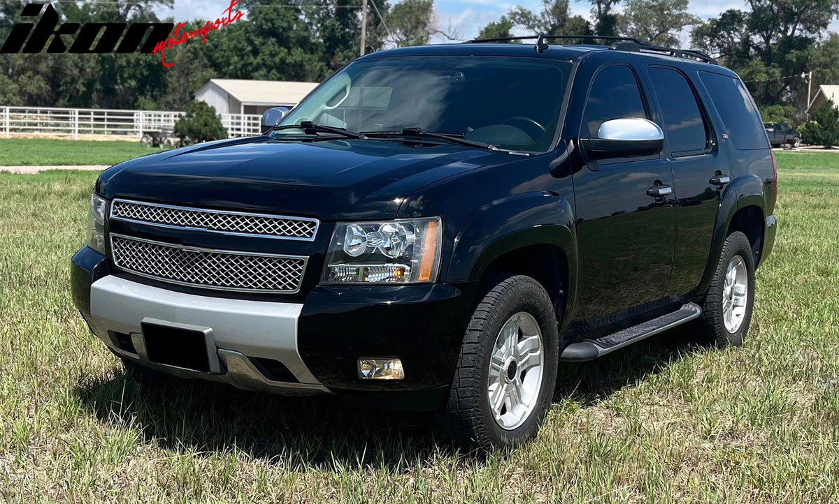 IKON MOTORSPORTS Top Half Mirror Cover, Compatible with 2009-2014 Ford F-150, Chrome ABS Plastic Acrylonitrile Butadiene Styrene Add-on Rear View Mirror Protector Cap, 2PCS