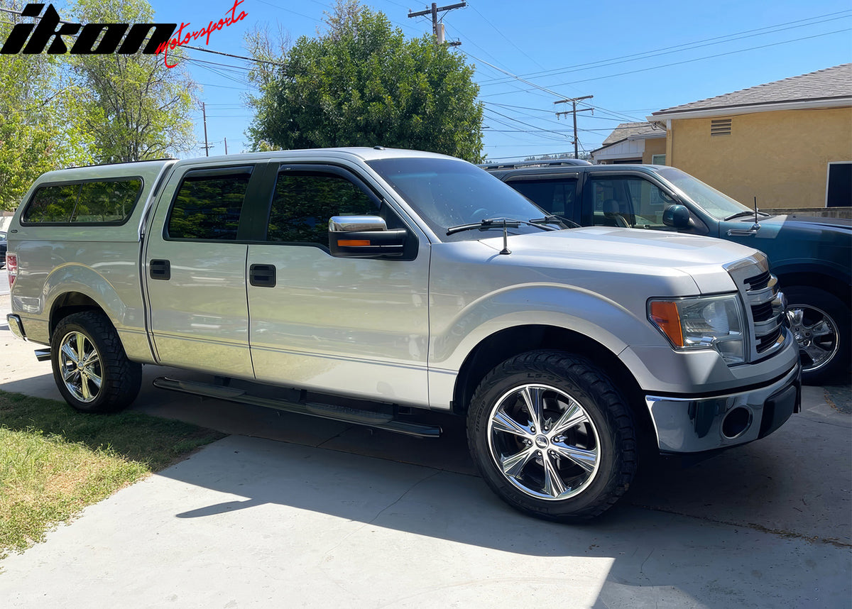 Fits 09-14 Ford F-150 Rear View Side Mirror Covers Upper Caps Chrome ABS Pair