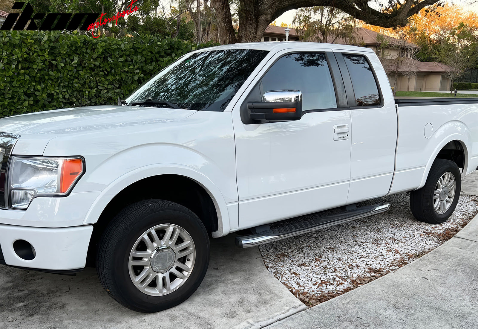 Fits 09-14 Ford F-150 Rear View Side Mirror Covers Upper Caps Chrome ABS Pair