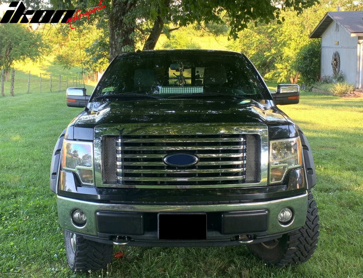 Fits 09-14 Ford F-150 Rear View Side Mirror Covers Upper Caps Chrome ABS Pair