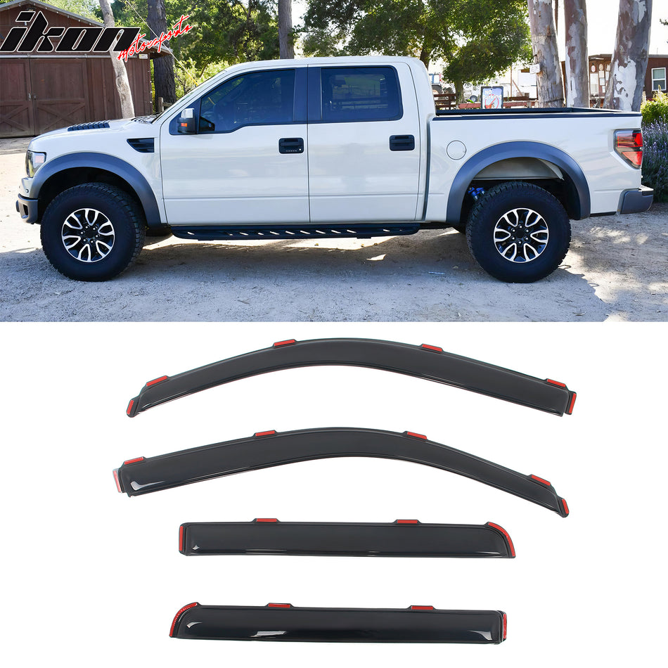 2009-2014 Ford F-150 Crew Cab In-Channel Window Visors Rain Deflectors