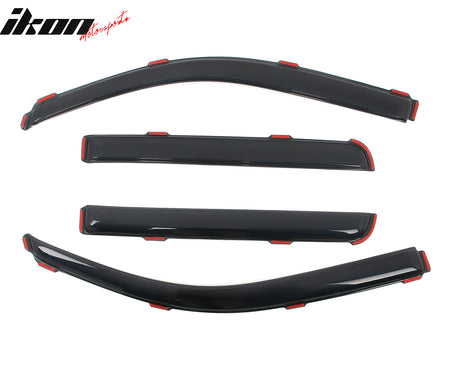 IKON MOTORSPORTS In Channel Window Visors Compatible with 2009-2014 Ford F-150 Crew Cab, Slim Style Acrylic Smoke Rain Guards, Side Window Wind Deflectors 4PCS