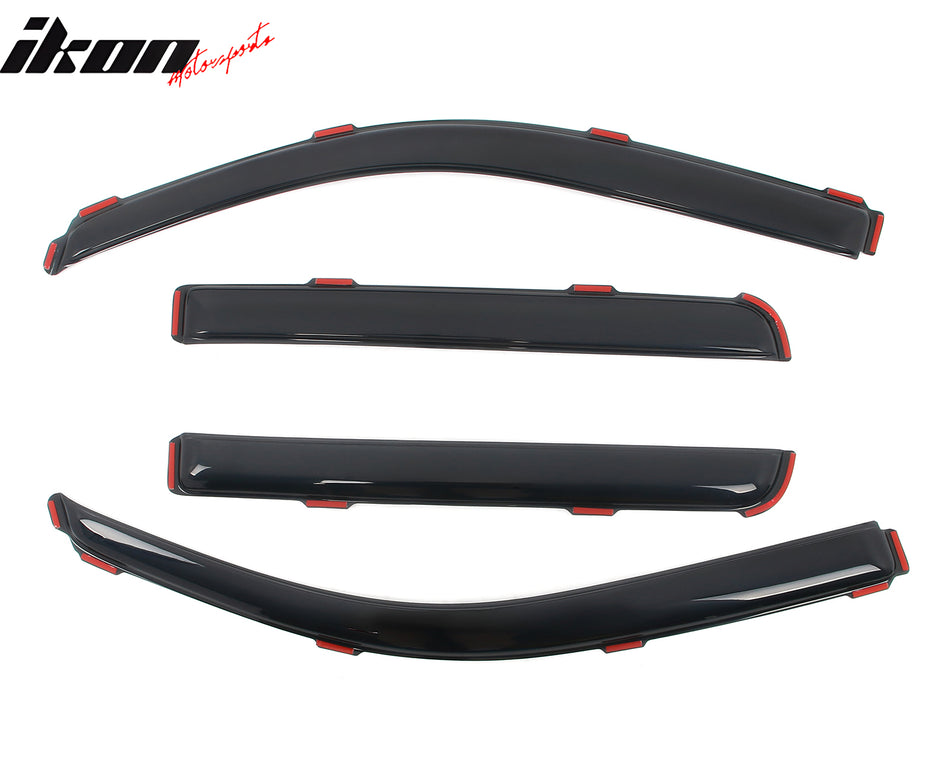 IKON MOTORSPORTS In Channel Window Visors Compatible with 2009-2014 Ford F-150 Crew Cab, Slim Style Acrylic Smoke Rain Guards, Side Window Wind Deflectors 4PCS