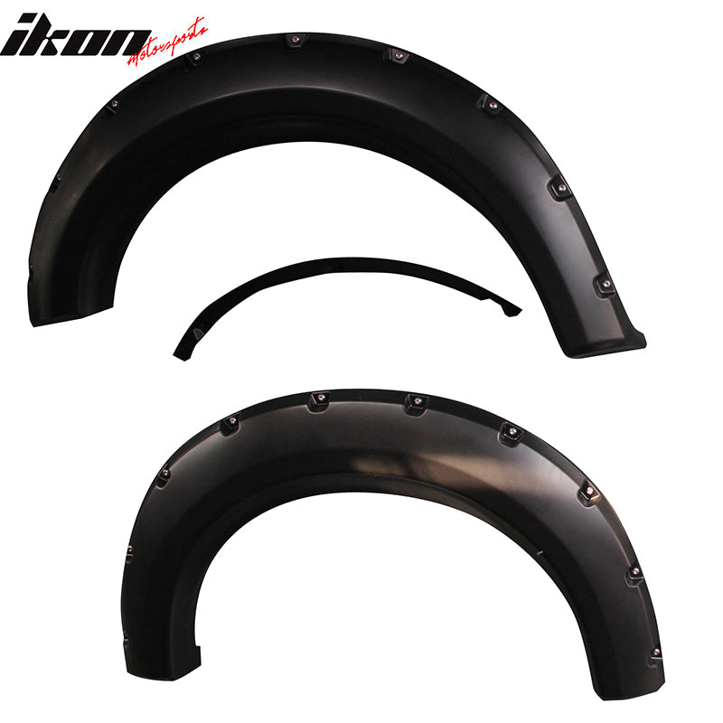 4-Piece Pocket Rivet Style Fender Flares For 2009-2014 Ford F150 - Black, Bolt-On