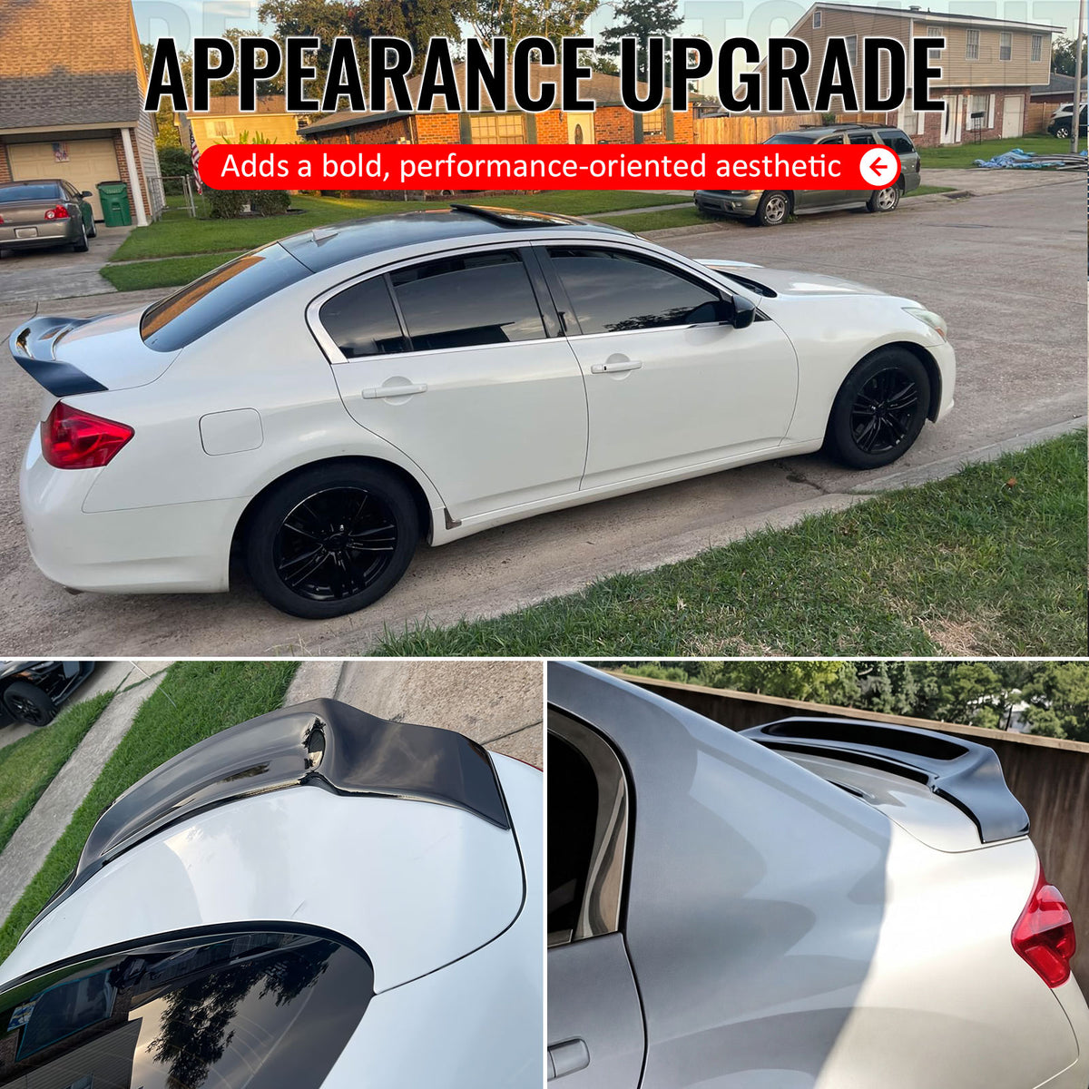 Fits 09-15 Infiniti G37 G25 Q40 4DR Trunk Spoiler Wing Gloss Black R Style ABS