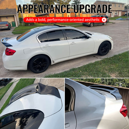 Fits 09-15 Infiniti G37 G25 Q40 4DR Trunk Spoiler Wing Gloss Black R Style ABS