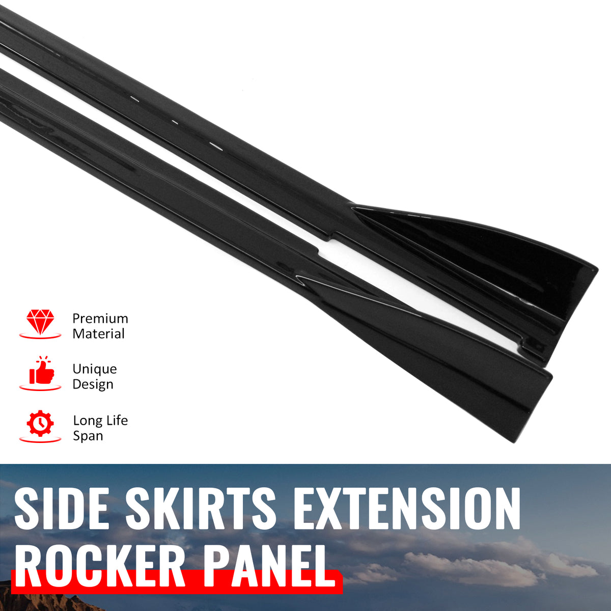 Fits 09-15 Mazda MX-5 Miata IKON Style Side Skirts Gloss Black Rocker Panels ABS