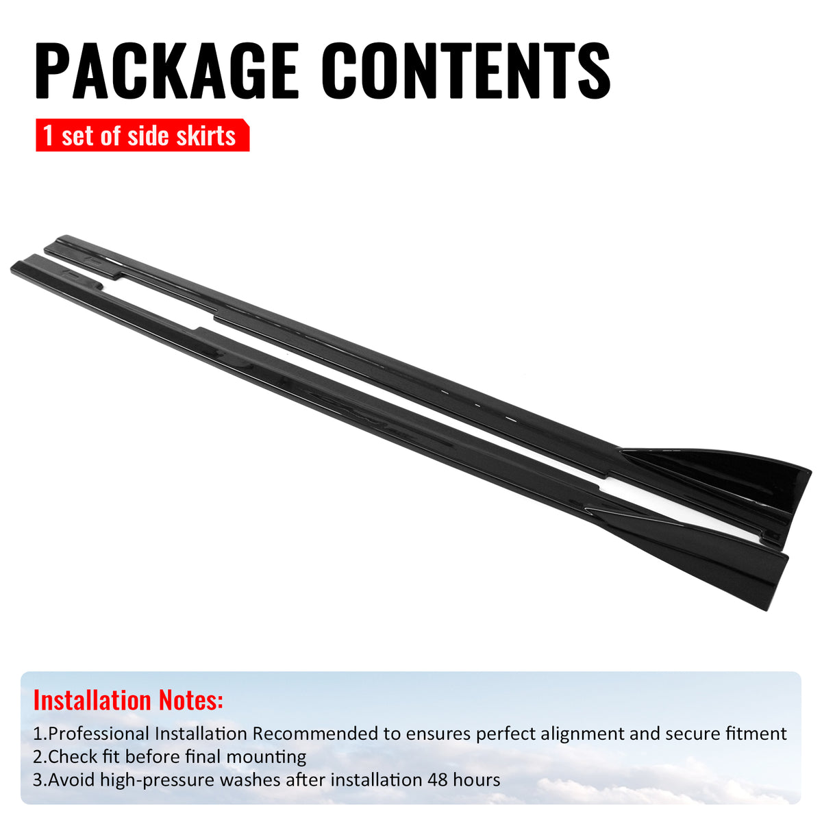 Fits 09-15 Mazda MX-5 Miata IKON Style Side Skirts Gloss Black Rocker Panels ABS