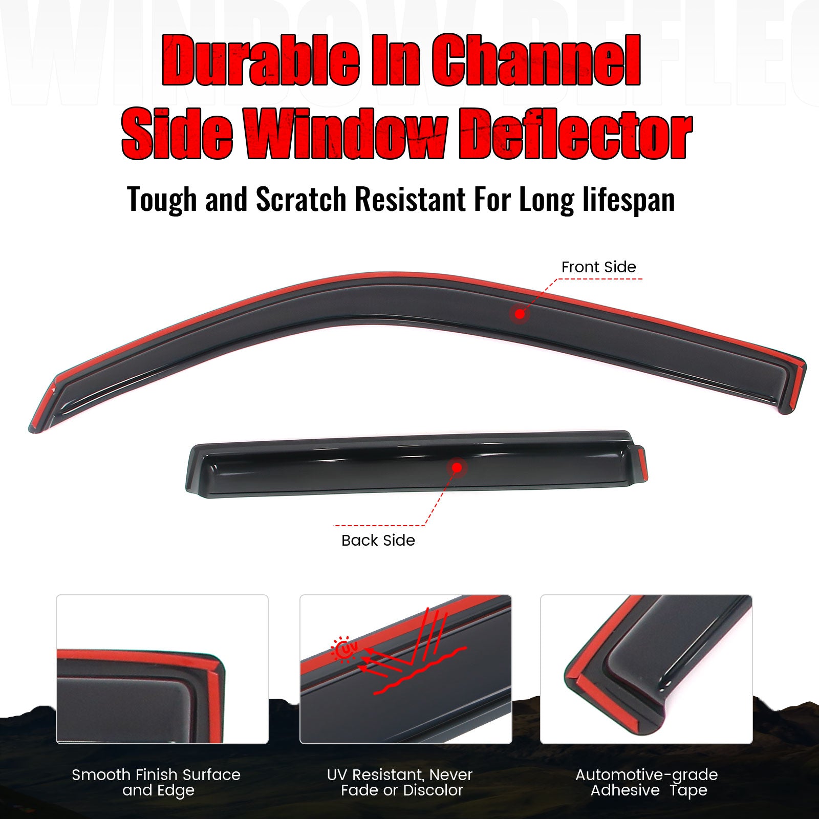 Fits 09-15 Honda Pilot Window Visors In Channel Deflectors Rain Vent Guard 4PCS