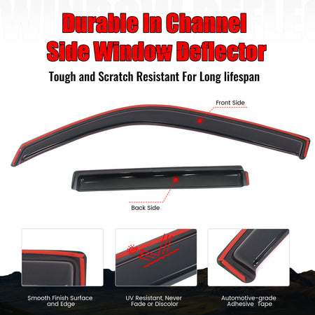 Fits 09-15 Honda Pilot Window Visors In Channel Deflectors Rain Vent Guard 4PCS