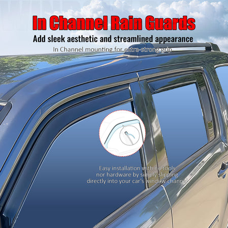 Fits 09-15 Honda Pilot Window Visors In Channel Deflectors Rain Vent Guard 4PCS