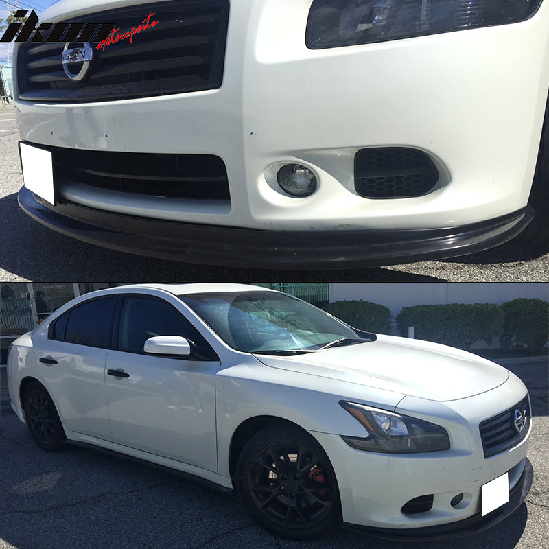 Front Bumper Lip Compatible With 2009-2015 Maxima, MDA Style Black PU Front Lip Finisher Under Chin Spoiler Add On by IKON MOTORSPORTS, 2010 2011 2012 2013