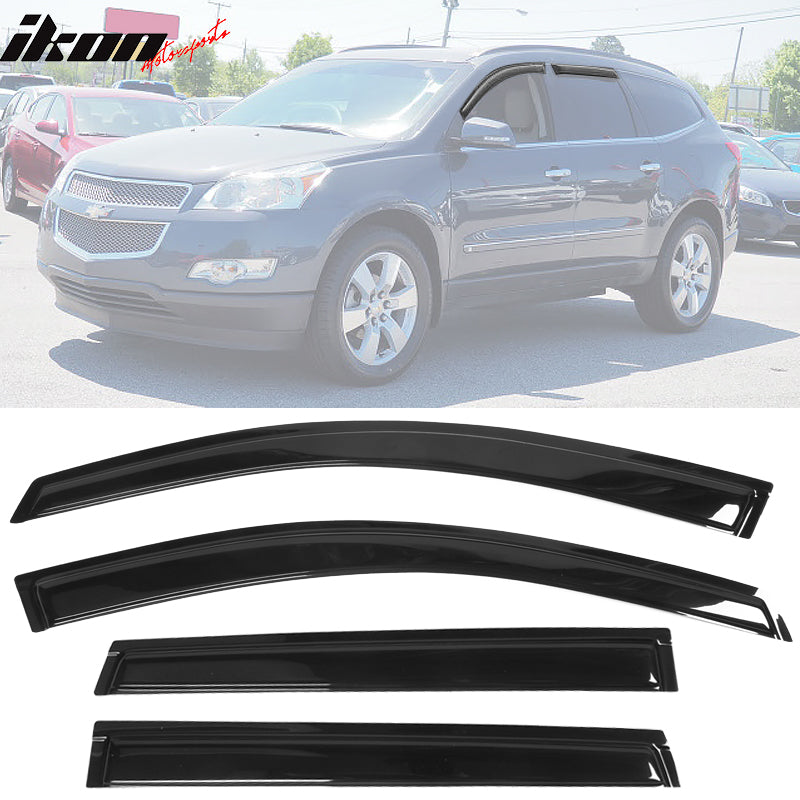 2009-2017 Chevy Traverse Window Visors Slim Style Tape on Acrylic 4PC